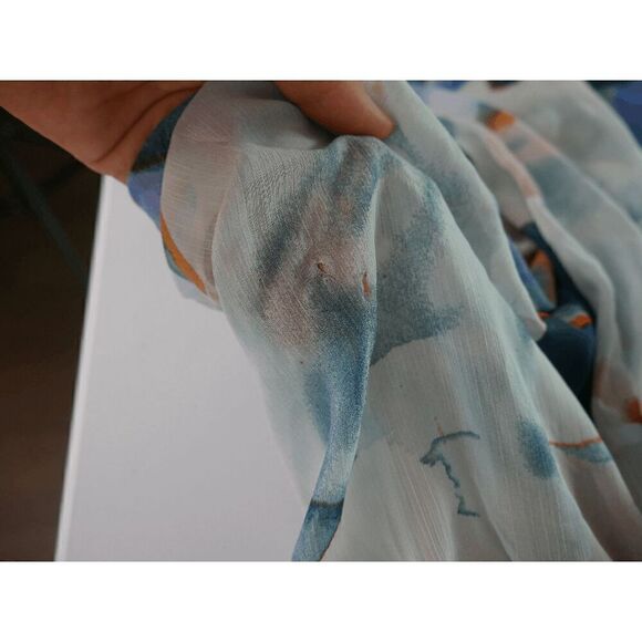 BLACK TAPE Trendy Plus Size Ruffle-sleeve Tiered Maxi Dress In Watercolor Blue P - Picture 12 of 12
